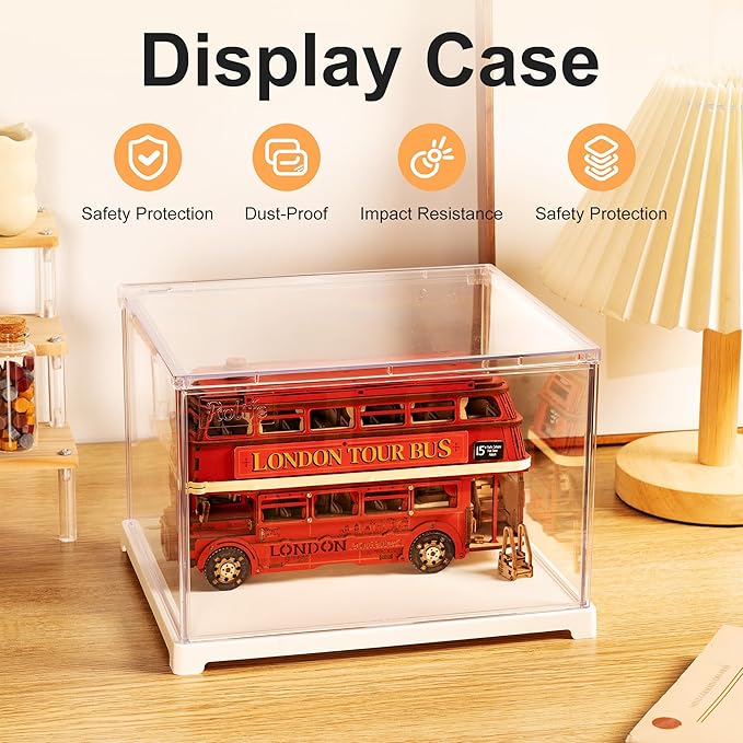 Rolife Dust Cover for DIY Miniature House, 8.8 x 7.6 x 6.1 Inches Clear Acrylic Display Case for Specific Mini Dollhouse Kits, Transparent Protective Showcase for Collectibles & Action Figures