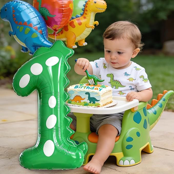 Green Dinosaur Balloons 1st Birthday Decorations For Boys,40inch Big Dinosaur Number 1 Balloon Birthday Party Decoration for Kids Birthday Party Decoration Supplies