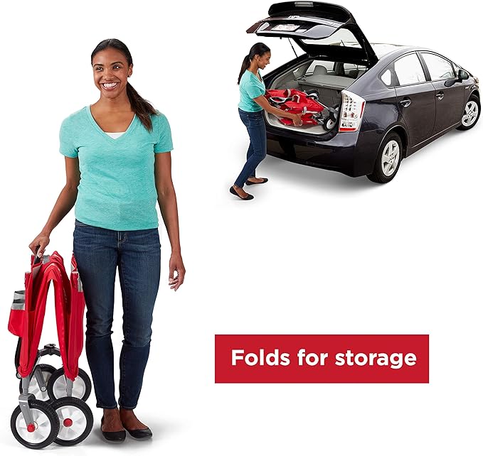 Radio Flyer 3-in-1 Off-Road EZ Fold Wagon with Canopy, for Kids 1.5+, 3-in-1 Push or Pull, with Bench Mode, One Hand Flat Fold, Off-Road Tires, DuraClean Fabric, Seat Belts, Stroller Wagon for Kids