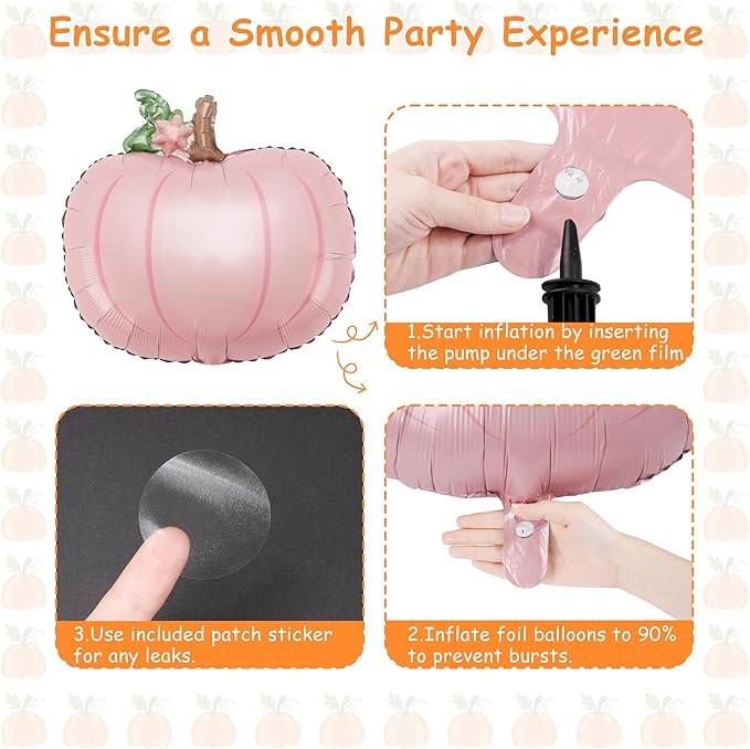 6pcs Little Pumpkin Is Turning One Decorations First Birthday Decorations for Girl with 40" Rose Gold One Balloon, Dusty Pink & Orange Pumpkin Foil Helium Balloons for Fall Birthday