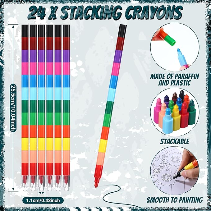 Funrous 24 Set Monster Truck Coloring Books Bulk with 24 Stacking Crayons Monster Truck Party Favors Activity Books Classroom Gifts for Themed Birthday Gift Reward Prize Party Supplies