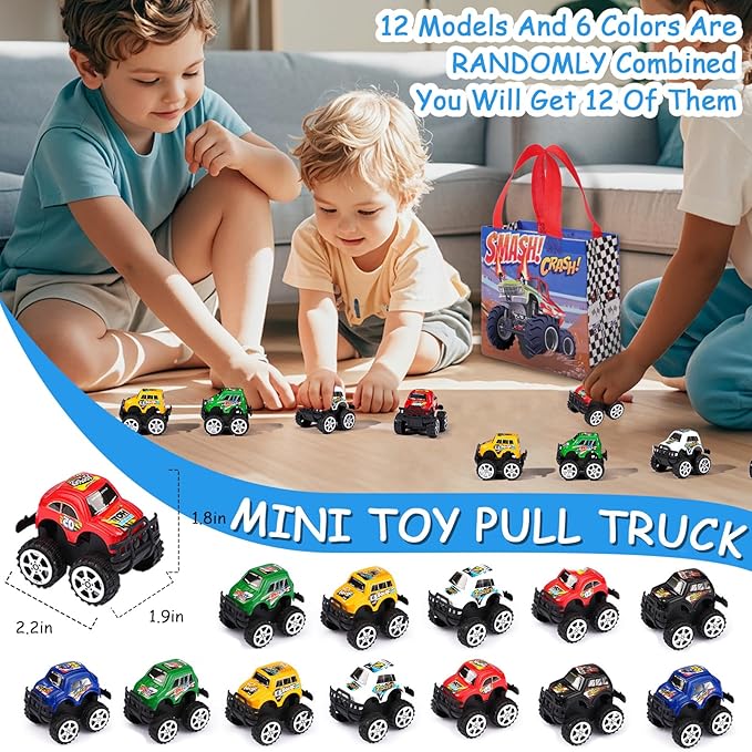 Vanblue Truck Car Party Favors Set Cars Themed Birthday Party Decorations Supplies 110Pcs Slap Bracelet DIY Sticker Gift for Boy Kids Treat Bags Stuffers Pinata Filler Classroom Rewards