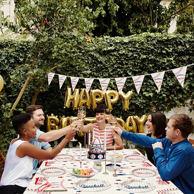Baseball Party Supplies for 20 Guests - Home Run Plates, Napkins, Forks, Batter Up Tablecloth for Kids Boys Sports Theme Birthday Decorations, Event Game Day Party Decor