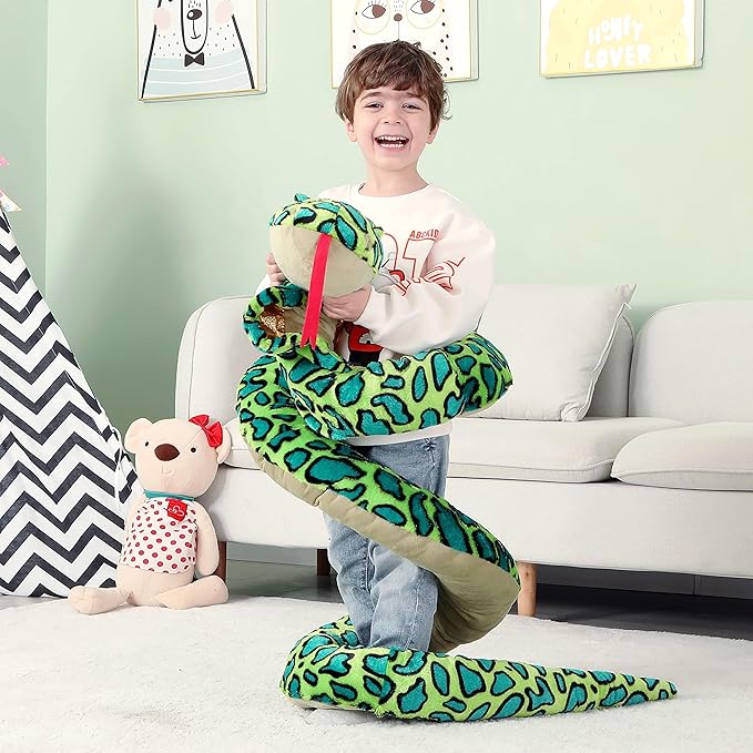IKASA Giant Snake Stuffed Animal Plush Toy,106" Large Cobra Cute Jumbo Soft Toys,Huge Big Size Fluffy Plushy Fat Oversized Plushie,Gifts for Kids