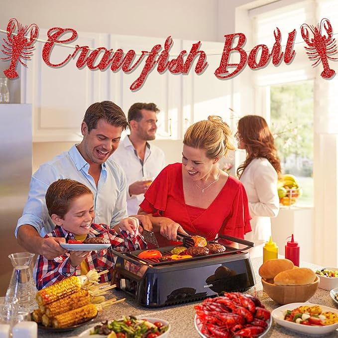 Glitter Crawfish Boil Party Decorations Lobster Boil Themed Birthday Banner Crawfish Boil Party Supplies