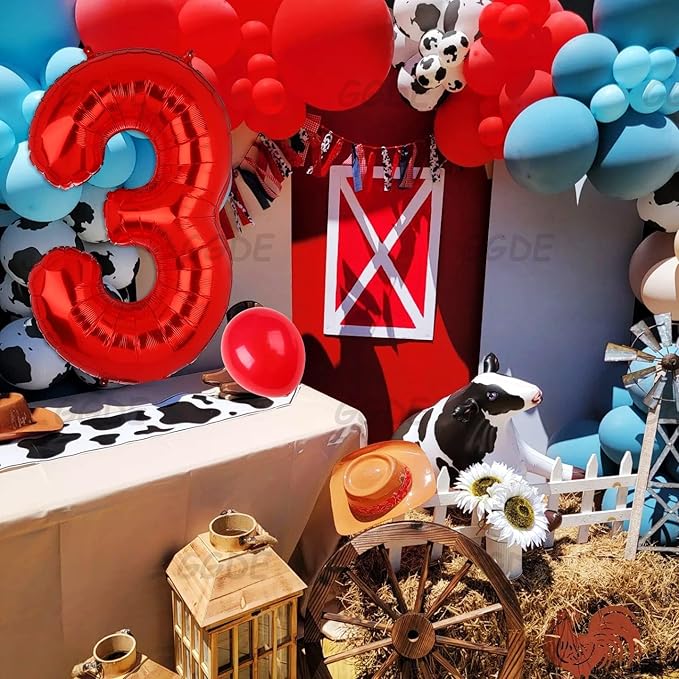 40 Inch 3 Red Number Balloons Mylar Foil Helium Digital Balloons Baby Shower 3st Birthday Party Decor Supplies