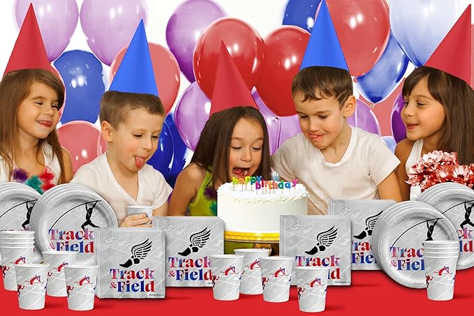 Track and Field Birthday Party Supplies Set Plates Napkins Cups Tableware Kit for 16