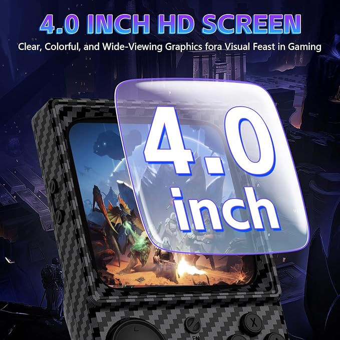 R36TMAX Retro Handheld Game Console, 4 Inch IPS HD Screen Retro Gaming Console,Supports WiFi Networked Fighting and OTG,Compatible with a Large Variety of Classic Games,Built-in 64G,Charcoal Black