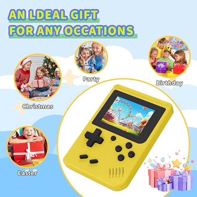 Retro Gaming Console, Portable Video Game Console with 3.0 inch IPS Screen and Preloaded 400 Classic Video Games, Mini Retro Handheld Game Console (Yellow)