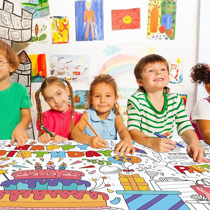 Gatherfun Giant Coloring Poster for Classroom Wall - Versatile 31.5 x 72 Inches Birthday Activity Poster/Table Cover, School Parties, Birthday Party and Special Events Decoration