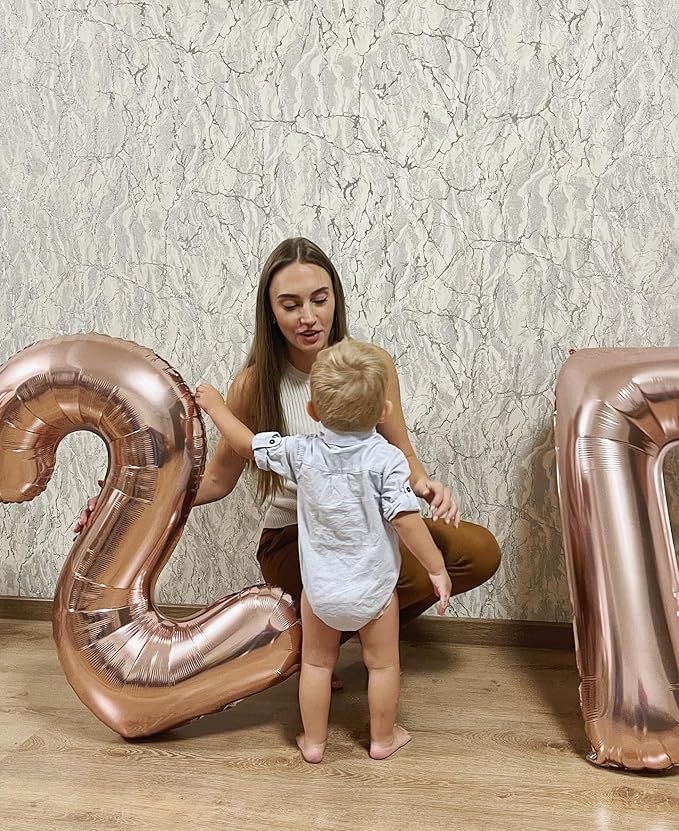 Rose Gold Number 60 Balloon 40 inch, 60 Number Balloons, 60th Birthday Decorations, 60 Year Old Women Men Rose Gold Party Supplies