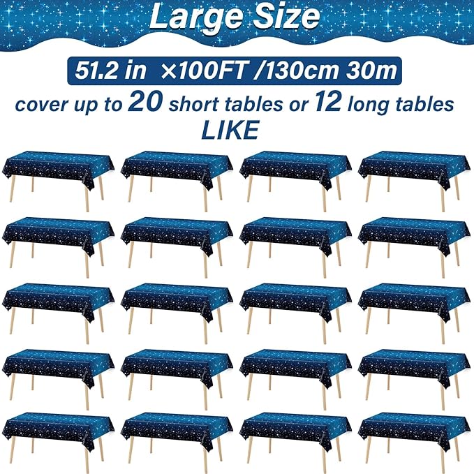 party greeting Space Galaxy Party Decoration Tablecloth Roll 1200 x 52 Starry Night Disposable Table Cover Galaxy Table Cloth Starry Background Photo Wall for Star Theme War Birthday Party Supplies