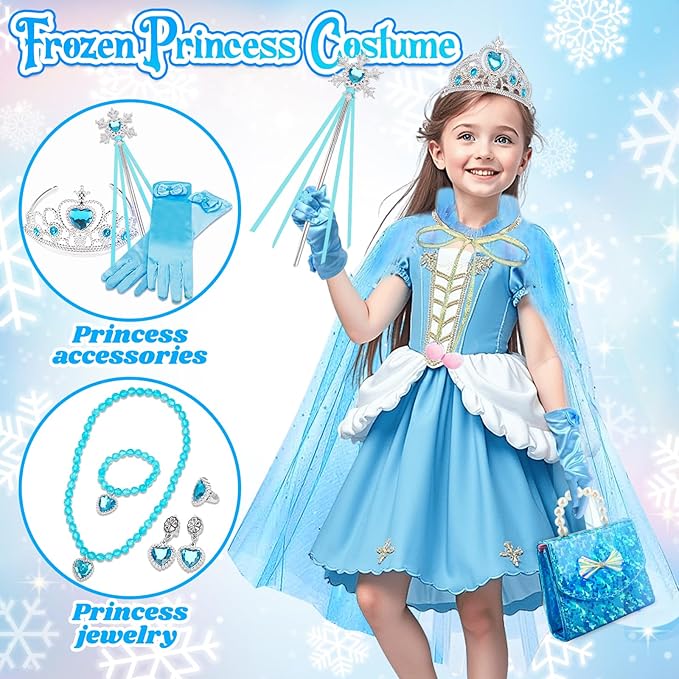 Frozen Toys Makeup & Dress Up Set for Girls 3 4 5 6 Year Old Kids Makeup Kit Princess Real Make up Pretend Play Toy Frozen Costumes Nail Polish Set Birthday Gifts for Girls Toddlers Ages 3-5 4-7 6-8