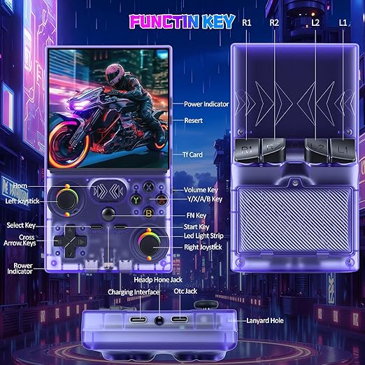 UYTGXEN XF40V Retro Handheld Game Console with 2*Detachable Long Joysticks, 4.0-Inch HD IPS Screen Retro Gaming Console, Preloaded Classic Games with Multiple Emulator, Pocket Video Gaming