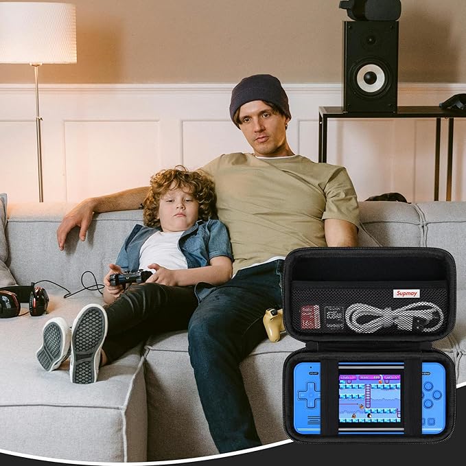 Supmay Carrying Case Compatible with Voichic 32 Bit Handheld Game Console for Kids Adults, Preloaded 135 Retro Portable Gaming Player Storage Holder Travel Bag with Mesh Pocket for USB Cable, Black