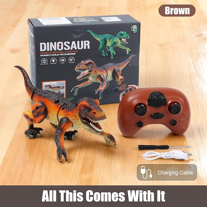 Remote Control Robot Dinosaur Kids Toys Idea for Boys 5-7, 8-10, 8-12 to Play on The Desktop - Cute Small Realistic RC Walking Dinosaurs with Sounds and Lights