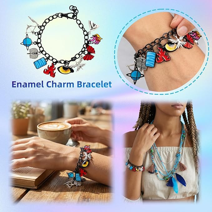 Avatar Plush Toy and Cosplay Enamel Charm Bracelet for Fans, Avatar Na'vi Anime Accessories, Themed Jewelry and Baby Doll Toys Christmas Birthday Gift for Kids Women