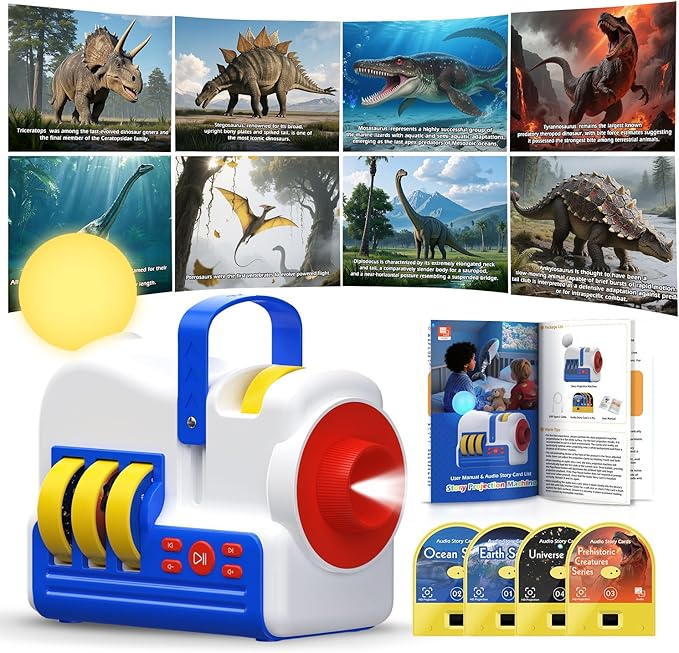 Bedtime Story Projector for Kids,Bedroom Kids Book Projector,with 32 Story Cards,White Noise & Night Light,EducationalSleep Aid Toy for Toddlers Ages,Birthday Christmas for Any Occasion