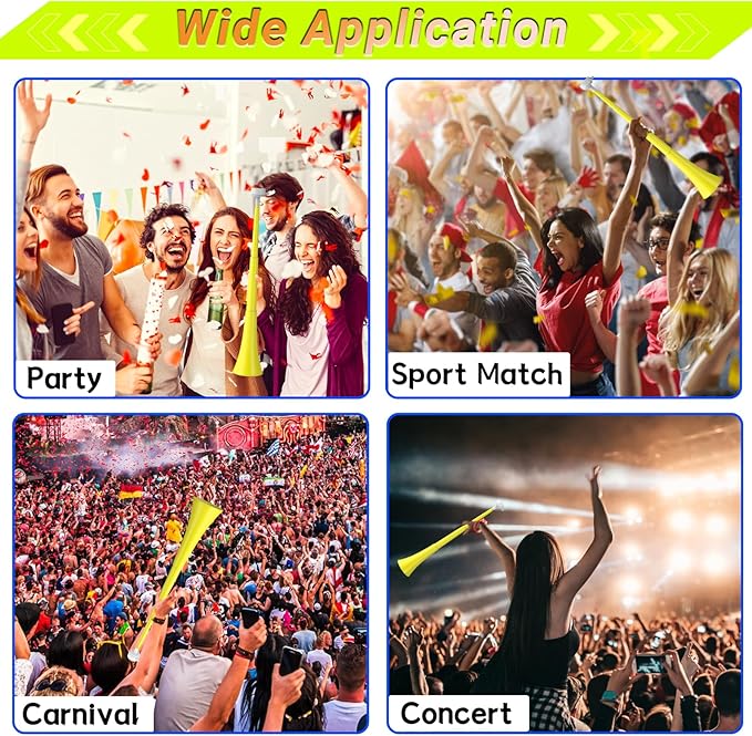 Collapsible Stadium Horn 24 Inch Vuvuzela Plastic Trumpet Horn Blow Horn Noisemakers Loud Sound Soccer Horn Cheer Horn for Sporting Events Graduation Games School Party Supplies Favors Accessories