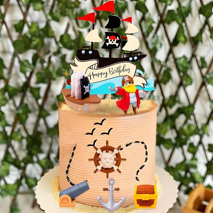Pirate Birthday Cake Decoration Pirate Birthday Party Supplies Treasure Chest Cake Decoration Pirate Cupcake Picks Pirate Ship Cake Decoration Treasure Hunt Cake Decor