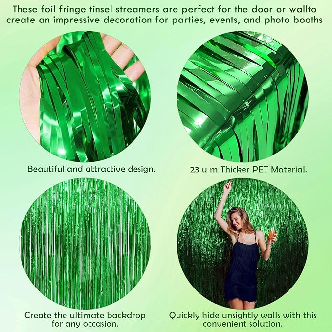 OHOME St Patricks Day Decorations - Green Party Backdrop Streamers | St Patricks Day Decor for Indoor Outdoor - St Patty's Day Accessories for Door Wall - St Patricks Day Banner,2 Pack