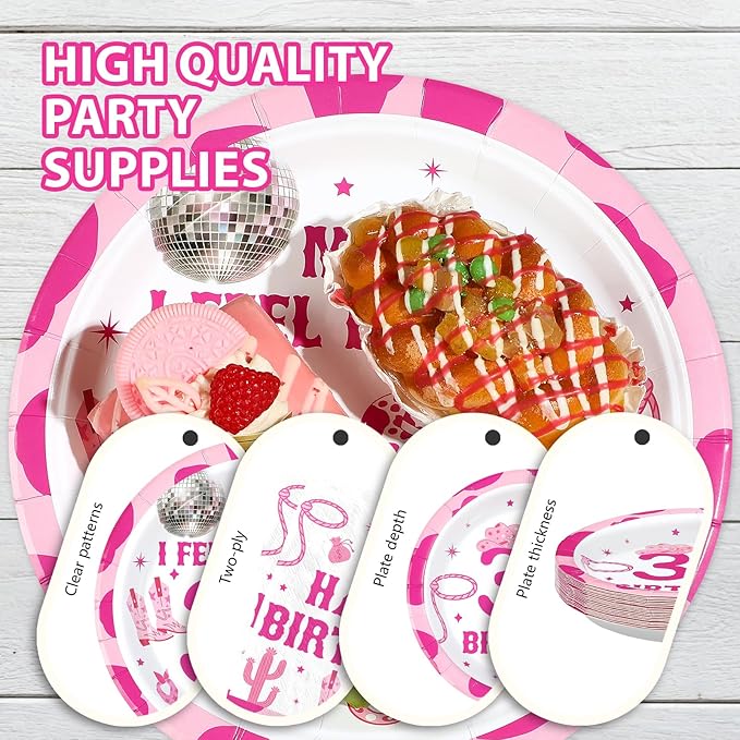 96Pcs Western 30th Birthday Decorations Man I Feel Like I'm 30 Plates and Napkins Disco Cowgirl Birthday Decoration for Women Thirty Years Old Nashville Western Wild West Theme Party Supplies Serve 24