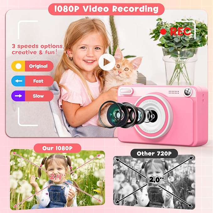 Kids Camera Toys for Girls Boys - Instant Print Digital Toy Girl Boy Age 2 3 4 5 6 7 8 9 10 11 12 Year Old - Kid Learning Idea Gifts Ages 2-4 4-6 6-8 8-10 10-12 Years Olds - Toddler