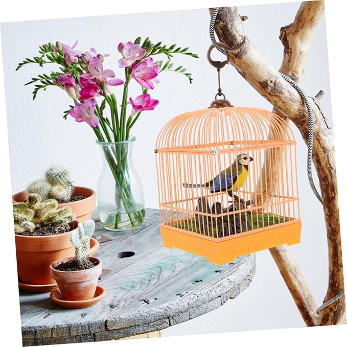 Electric Chirping Bird Toy Cage Sound Activated Interactive Motion Realistic Chirping Sounds Compact Design for Boys and Girls Adults Decorative Birdcage Toy