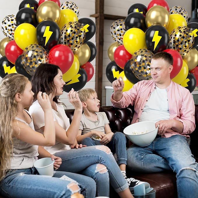Red Black Yellow Balloons,12inch Black Yellw Red Party Balloons with Printed Latex Balloon Black Yellow Confetti Decoration for Themed Birthdays Baby Showers Holiday Party