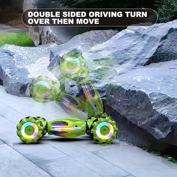 Gesture RC Car, 1:18 4WD Transform Off-Road Stunt Car with Gesture & Remote Control, 360° Flips Drift Vehicle with LED Lights Music, All Terrain Toy Cars Gifts for Boys Girls Age 6-12