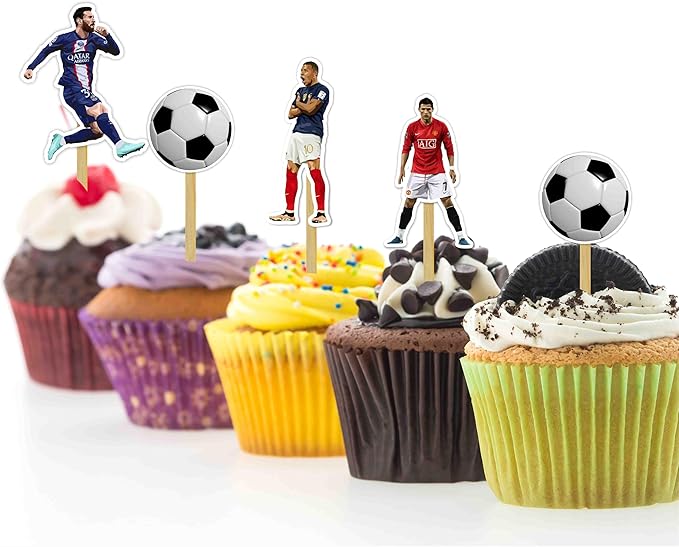 Soccer Football Cupcake Topper – Sports Theme Cupcake Topper for Birthday Celebrations and Match Day Parties, Football Inspired Decorative Cake Topper for Dessert Tables, Team Events.