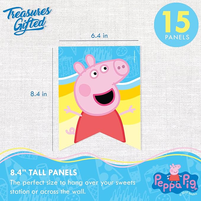 Treasures Gifted Officially Licensed Peppa Pig Birthday Banner - Peppa Pig Happy Birthday Banner - Peppa Pig Birthday Party Supplies