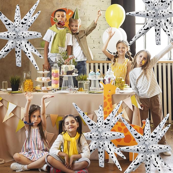 6 Pcs Spots Star Foil Balloons One-Piece 14-Pointed Star Balloon 4D Starburst Cone Mylar Balloon 22inch Christmas Birthday Wedding Wedding Anniversary Party Supplies (Spots)