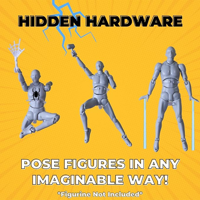 Action Figure Stand Wall Display | Flying Action Figure Display | Adjustable Metal Support Arm | Hidden Stand | Made for 6 Inch Marvel Legends | Clear | Show Off Your Flying Collectibles (2 Pack)