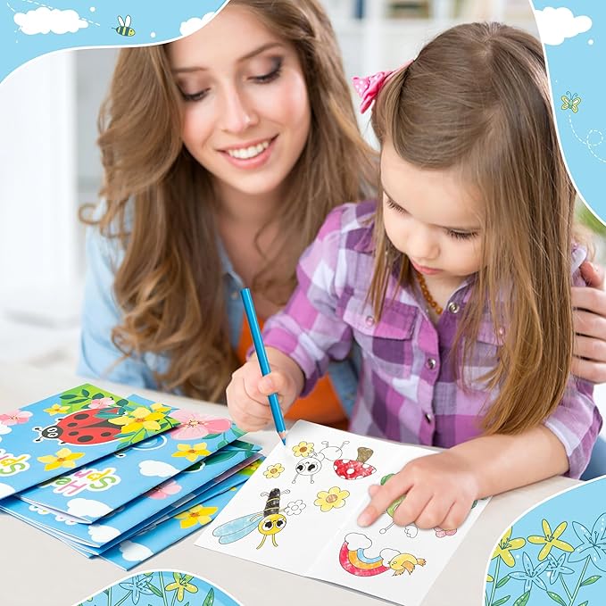 X1zuue Spring Coloring Books for Kids - 24Pcs Bulk Hello Spring Mini Coloring Booklet DIY Art Drawing Book for Toddlers Easter Holiday Party Goodie Bags Stuffers Sunday School Classroom Favors