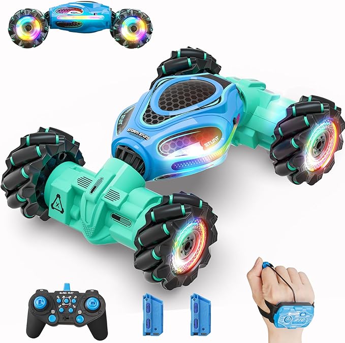 Gesture RC Car,1:18 4WD Transform Off-Road Stunt Car with Gesture & Remote Control, 360° Flips Drift Vehicle with LED Lights Music, All Terrain Toy Cars Gifts for Boys Girls Age 6-12