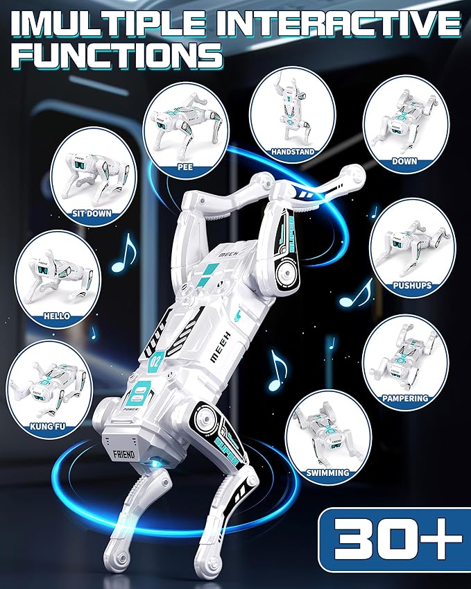 Smart Robot Dog for Kids 3-12, App & Remote Control RC Stunt Puppy with 2 Batteries, Programmable STEM Toy with AI Emotion Mode & 30+ Actions - Interactive Electronic Pet Gift for Boys Girls