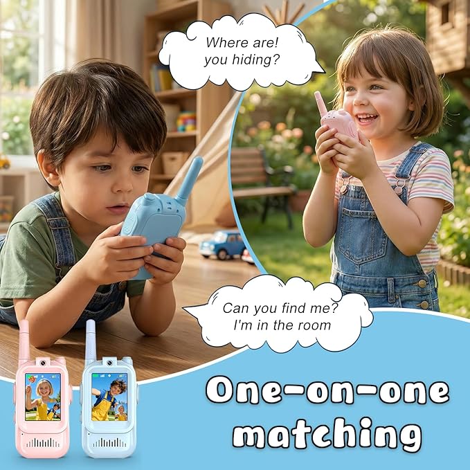 Video Walkie Talkies for Kids Rechargeable Kids Walkie-Talkie Children's Toys Suitable for Boys and Girls Aged 3-12, Birthday Gifts 2 Pack Easter Gifts