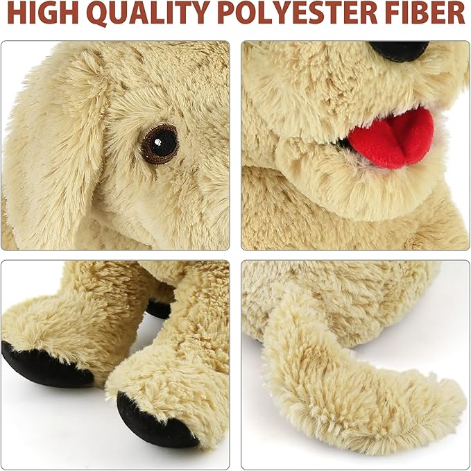 LotFancy Dog Stuffed Animals, 12 inch Cuddly Golden Retriever Stuffed Animals, Sitting Puppy Dog Plush Toy, Birthday Gift for Kids Boys Girls