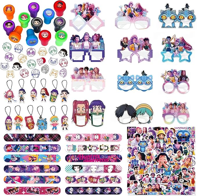 Demon Theme Hunters Birthday Party Supplies, 108 Pcs Party Decorations Merch Set for Boys and Girls Cartoon Theme Party