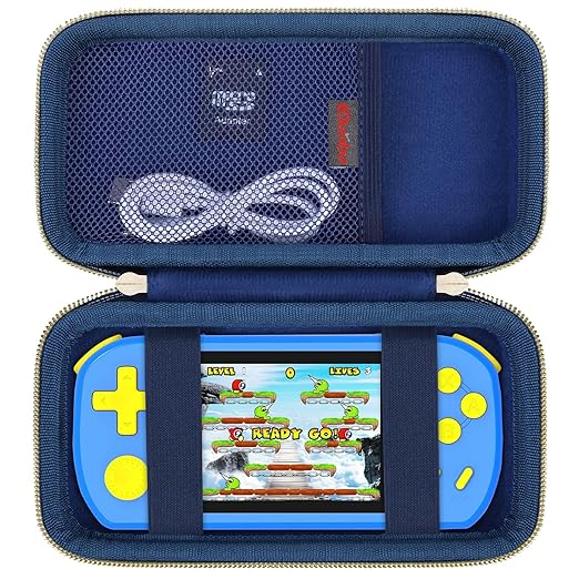 Elonbo Carrying Case for TEBIYOU/ WELLST·G/ TaddToy/ Beijue/ FAMILY POCKET/ CCTU/ X-JOYKIDS/ GREENCREEK/ Beico/ KAVOYI/ GuaiyeyeAP Handheld Game Console, Portable Electronic Gaming Player Bag, Blue