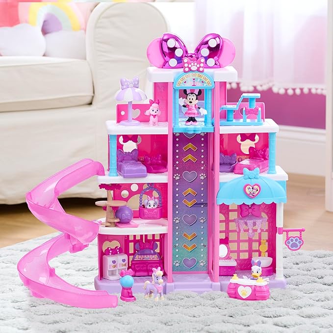 Disney Jr. Minnie Mouse Pet Hotel Playset, 23-piece Hotel Set, 20 Inch Tall Playset, Ages 3 and Up, Kids Toys for Ages 3 Up by Just Play