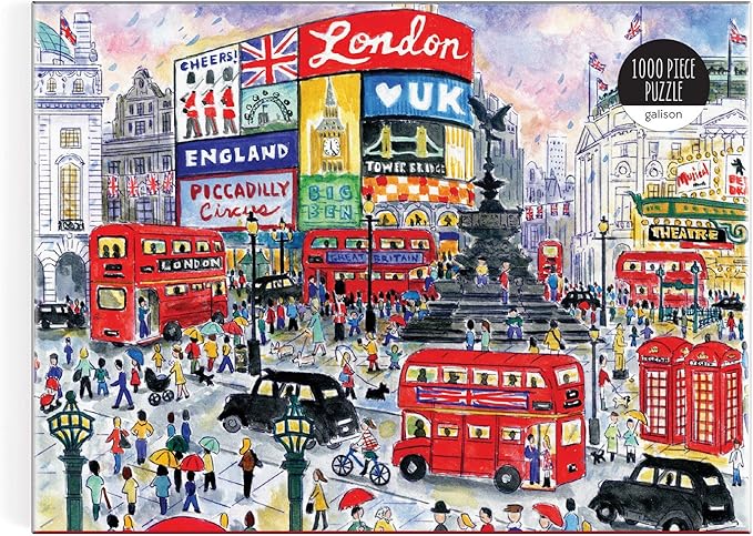 Galison Michael Storrings 1000 Piece London Jigsaw Puzzle for Adults – Illustrated Art Jigsaw Puzzle with Scene from The Streets of London – Fun Indoor Activity, Multicolor