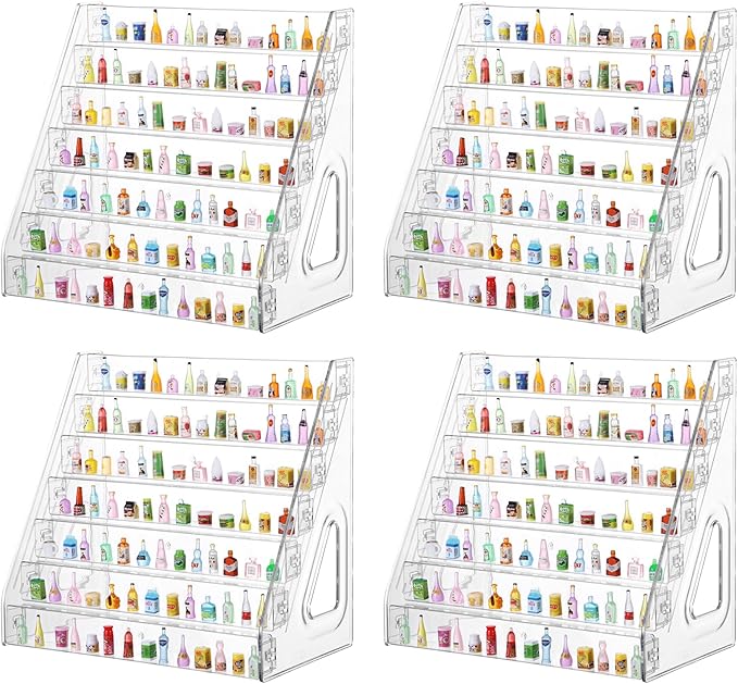 4 Pack 7 Layers Mini Brand Organizer Acrylic Display Rack for Mini Brands Collector Toys Large Capacity Desktop Mini Brand Display for Small Miniature Collectibles, Mini Brand Not Included
