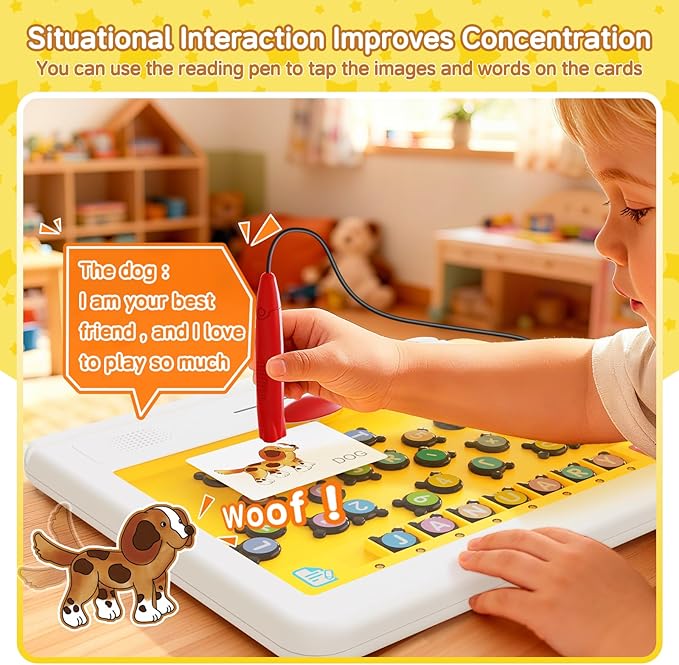 Electric Educational Learning Toys for Kids 3+, Magnetic Pen Reading Machine with Letters, Numbers, Symbols, Image Recognition for Toddlers, Preschool Learning Activities Toys for Boys Girls