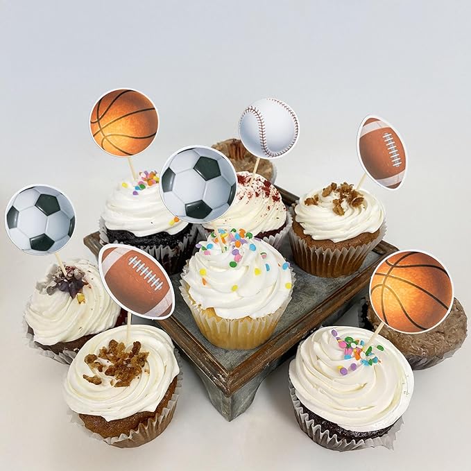 Gyufise 36 Pack Sports Cupcake Toppers Baseball Rugby Cupcake Picks Basketball Toothpicks Soccer Ball Football Cake Decor for Boy Happy Birthday For Sports Ball Game Theme Party Supplies Decoration …