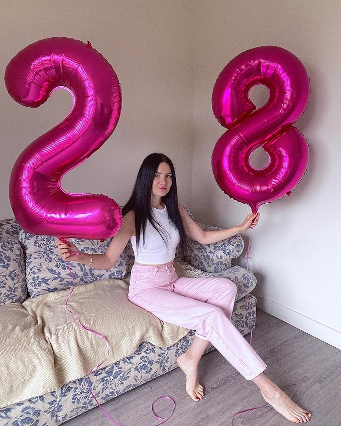 Hot Pink 8 Balloon, Number Balloons 40 Inch, 8th Birthday Decorations for Girls, Birthday Balloons, Hot Pink Party Supplies, Number 8 Balloon