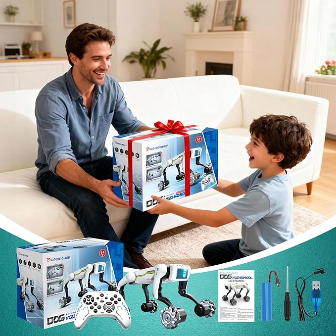 Smart Robot Dog for Kids, 30+ Bionic Actions, Voice & Remote Control, Programmable Moves, All-Terrain Stunt Pet Toy, Robotic Dog Toy for Boys Ages 5 6 7 8 9 10+ Birthday Gifts
