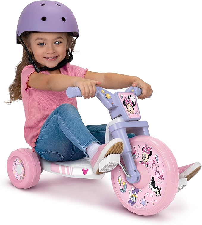 Daniel Tiger's Neighborhood Minnie Ride-On 10" Fly Wheels Junior Cruiser Tricycle with Sounds - Toddler Bike Trike, Ages 2-4