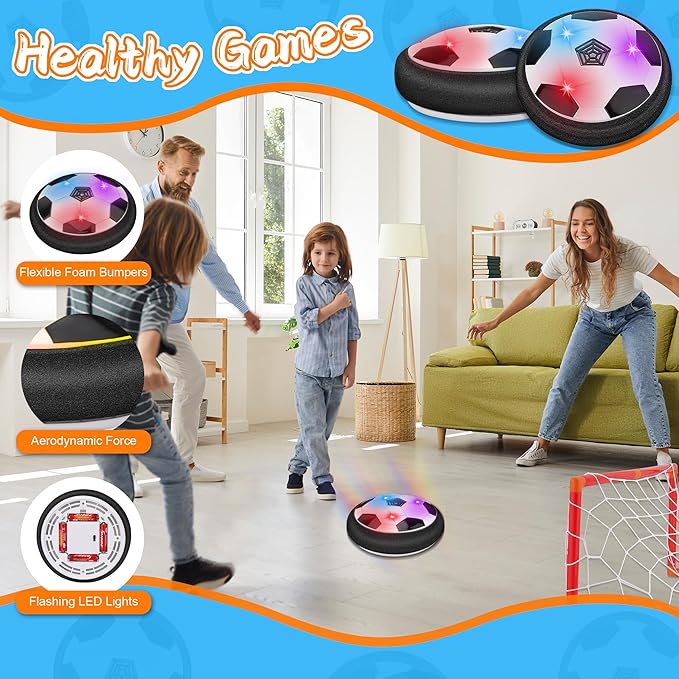 LED Hover Soccer Ball, Floating Soccer Set with 2 Goal Soccer, Indoor Soccer Game for Young Boys and Girls, Birthday Gifts for Young Kids, Toys Gifts for Ages 3-12